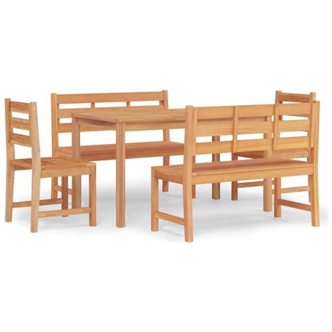 Set Da Pranzo Per Giardino 5 Pz In Legno Massello Di Teak - Foto 2