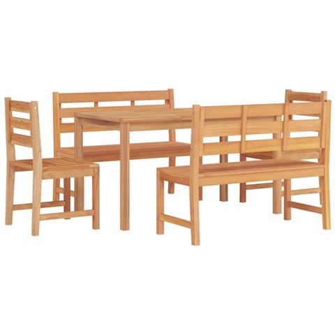 Set Da Pranzo Per Giardino 5 Pz In Legno Massello Di Teak - Foto 3
