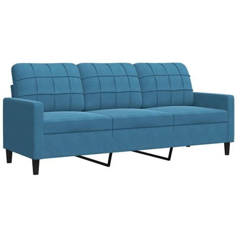 Divano A 3 Posti Blu 180 Cm In Velluto - Foto 2