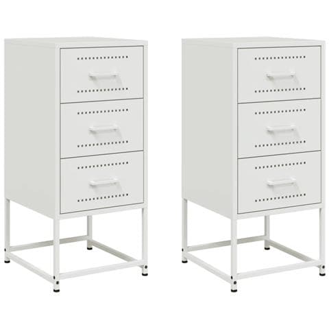 Comodini 2 Pz Bianchi 36x39x78 Cm In Acciaio - Foto 1