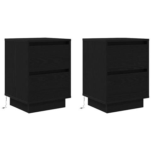 Comodini Con Luci Led 2 Pz Nero 38x34x50 Cm - Foto 3