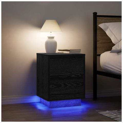 Comodini Con Luci Led 2 Pz Nero 38x34x50 Cm - Foto 1