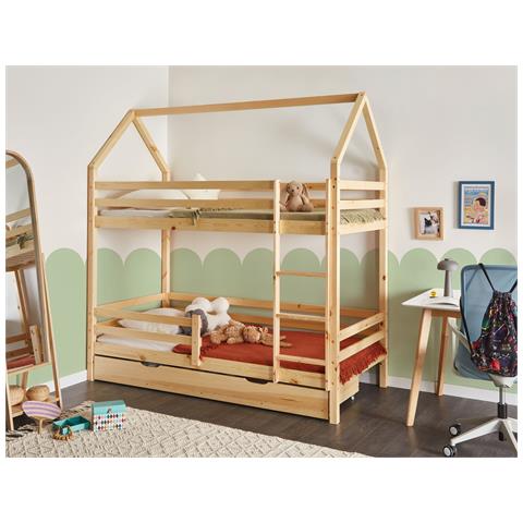 Letto A Castello Con Cassetti Casa Legno Di Pino Girgols 90 X 200 Cm Con Contenitore Marrone Chiaro - Foto 1