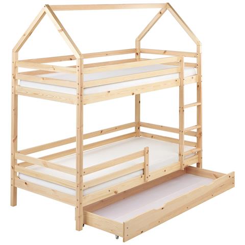 Letto A Castello Con Cassetti Casa Legno Di Pino Girgols 90 X 200 Cm Con Contenitore Marrone Chiaro - Foto 2