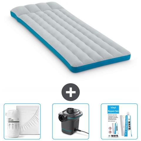 Set Materassino Gonfiabile - 189x72x20 Cm - Blu - Include Accessori Coordinati Cb4 - Foto 1