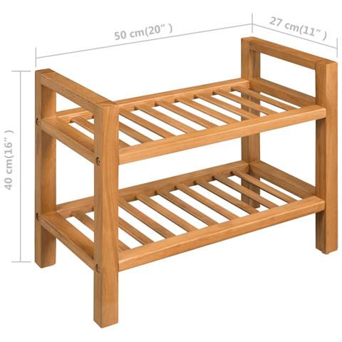 Scarpiera Con 2 Ripiani 50x27x40 Cm In Massello Di Rovere - Foto 5