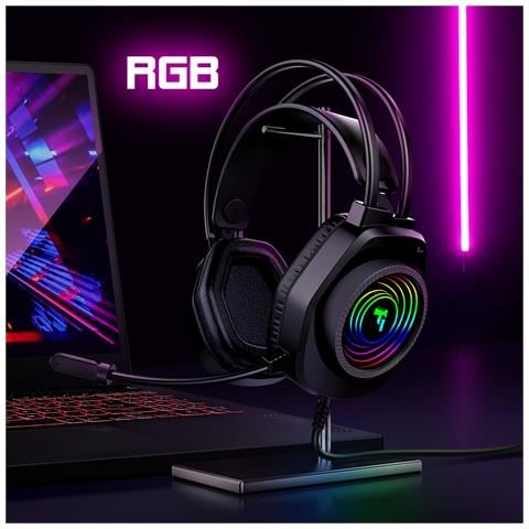 Cuffie Gaming Cavo Jack 3.5mm Microfono E Luci Rgb 2.1m, Nero - Foto 2