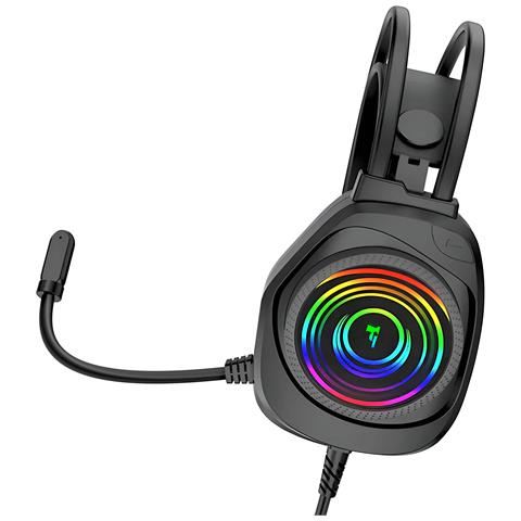 Cuffie Gaming Cavo Jack 3.5mm Microfono E Luci Rgb 2.1m, Nero - Foto 5
