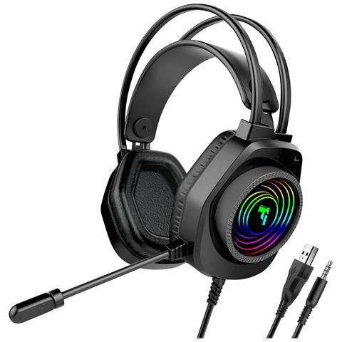 Cuffie Gaming Cavo Jack 3.5mm Microfono E Luci Rgb 2.1m, Nero - Foto 1