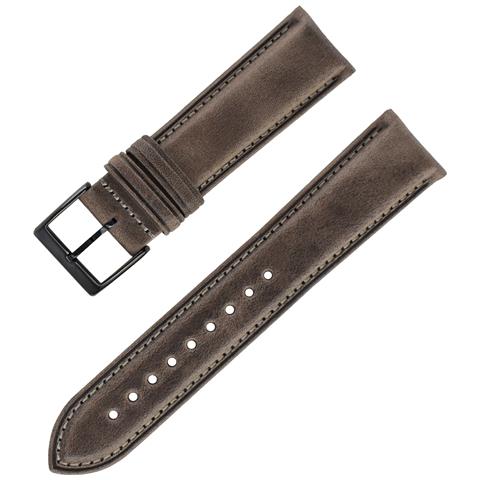 Cinturino Per Orologio In Pelle Bovina Italiana Ad Olio Semplice E Variabile Alla Luce Grey 18 Mm - Foto 1