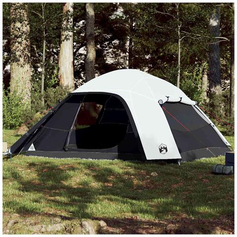 Tenda Familiare a Cupola 6 Persone Bianca Tessuto Impermeabile - Foto 1
