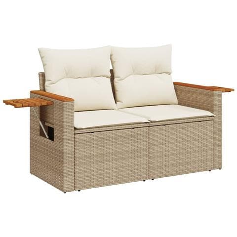 Divano da Giardino con Cuscini a 2 Posti Beige in Polyrattan - Foto 1