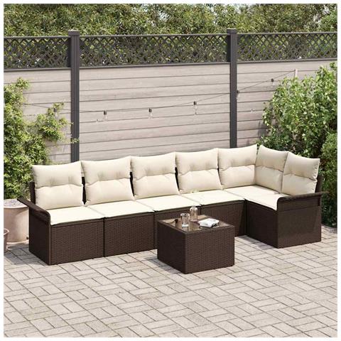 Set di divano da giardino  6 pezzi con cuscini in grigio Rattan sintetico, Divano da giardino vitaXL 2 posti con storage e cuscini in marrone Rattan sintetico - Foto 2
