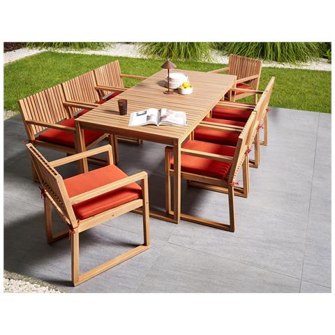 Set Da Pranzo Da Giardino 8 Posti Sassari Premium Con Cuscini Legno Di Acacia Certificato Rosso - Foto 1