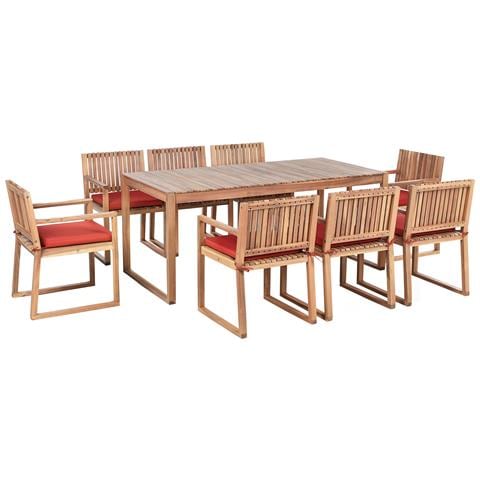 Set Da Pranzo Da Giardino 8 Posti Sassari Premium Con Cuscini Legno Di Acacia Certificato Rosso - Foto 2