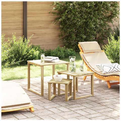 Set Tavolo Sole da 3 pezzi in Legno Massello di Acacia - Foto 2