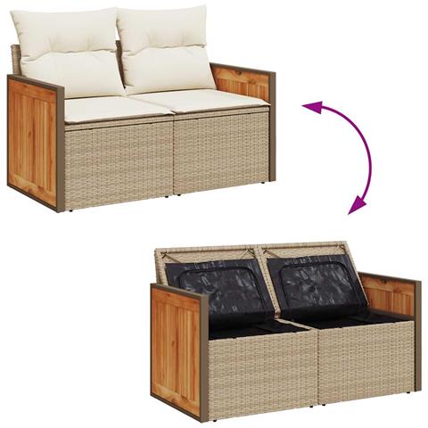 Set Divano da Giardino 6 pz con Cuscini Beige in Polyrattan - Foto 9