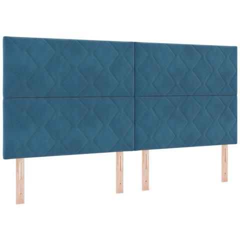 Letto con Box a Molle e Materasso & LED Blu Scuro 200x200 cm Velluto - Foto 2