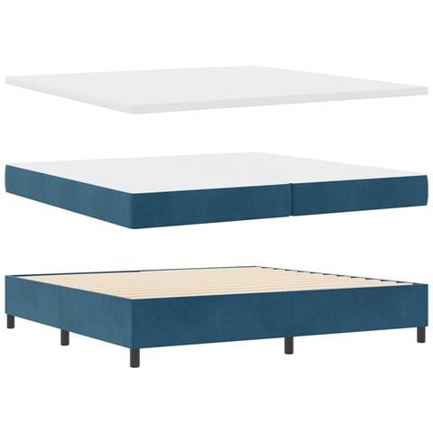 Letto con Box a Molle e Materasso & LED Blu Scuro 200x200 cm Velluto - Foto 3