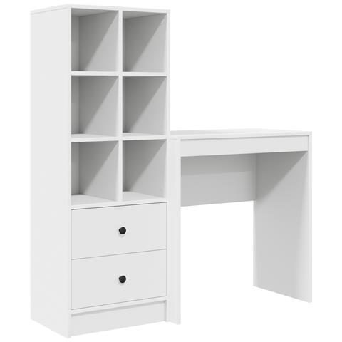 Scrivania con archiviazione in legno ingegnerizzato bianco - Foto 1