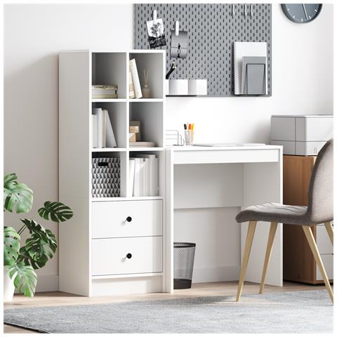 Scrivania con archiviazione in legno ingegnerizzato bianco - Foto 2
