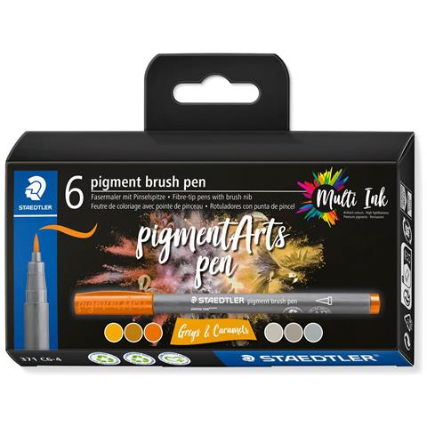 Pigment Arts Brush Pen Greys & Caramels marcatore Marrone, Grigio 6 pz - Foto 1