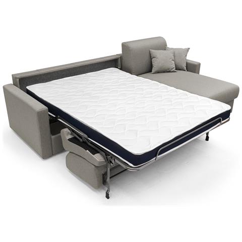 Chris Divano Letto Angolare Con Penisola In Simil Cotone T13 Tortora - Foto 2