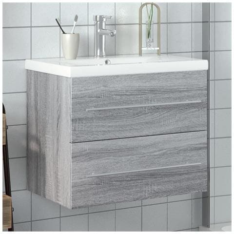 Mobile da Bagno con Lavabo Integrato Grigio Sonoma - Foto 2