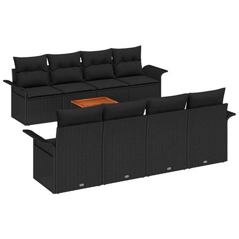 Set Divano da Giardino con cuscino 7 pcs Nero 55 x 55 x 37 cm - Foto 1