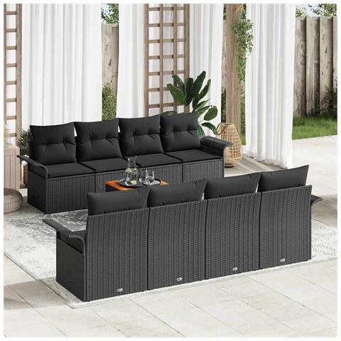 Set Divano da Giardino con cuscino 7 pcs Nero 55 x 55 x 37 cm - Foto 2