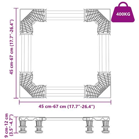 Base Lavatrice Grigio 67 x 67 x 12 cm Metallo - Foto 9