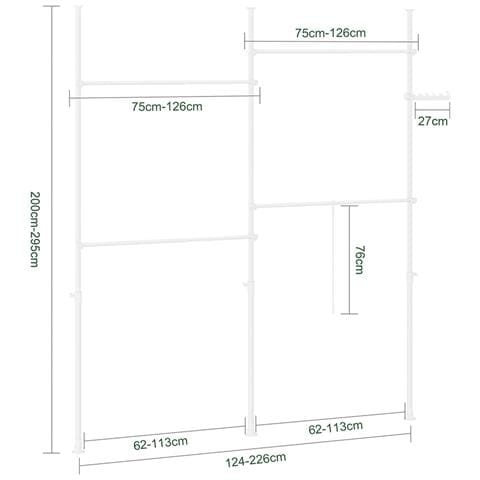 Appendiabiti Da Terra Telescopico, Stand Regolabile Per Camera Da Letto, Bianco - Foto 7