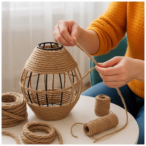 Corda Di Juta 8 Mm X 20 M Fune, Spago Di Canapa Naturale Fai Da Te, Giardino - Foto 1