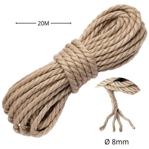 Corda Di Juta 8 Mm X 20 M Fune, Spago Di Canapa Naturale Fai Da Te, Giardino - Foto 6