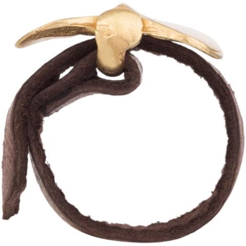 Anello In Pelle Placcato Oro, ""fiocco"" Marrone - Foto 4