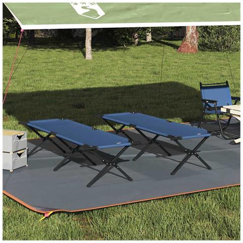 Letto da campeggio pieghevole 2 pcs Blu Tessuto Oxford - Foto 2