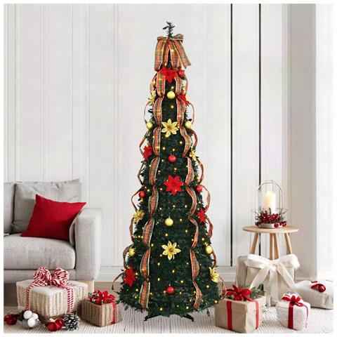 Albero di Natale artificiale con 200 LED Verde 210 cm PVC - Foto 2