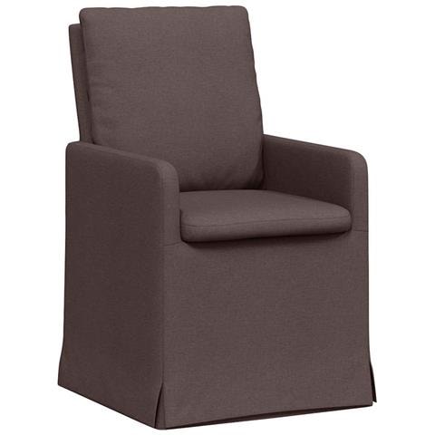 Sedie da pranzo 2 pcs Marrone scuro 57 x 67 x 98 cm Tessuto - Foto 1