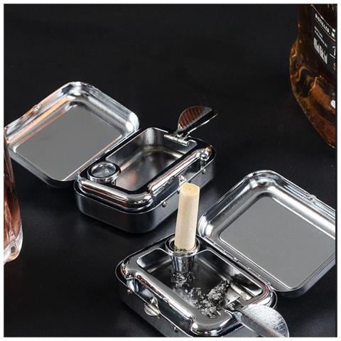 Mini Posacenere Portatile - Tascabile, Lega Di Alluminio, Coperchio A Molla, Spegnisigarette Integrato White - Foto 2