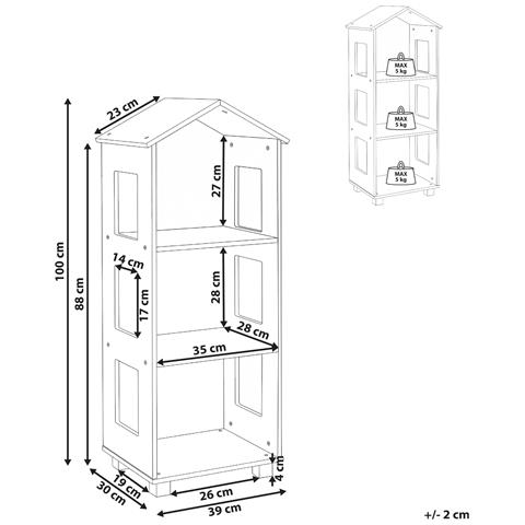 Libreria A 3 Ripiani Glenorie 100 Cm Bianco - Foto 7