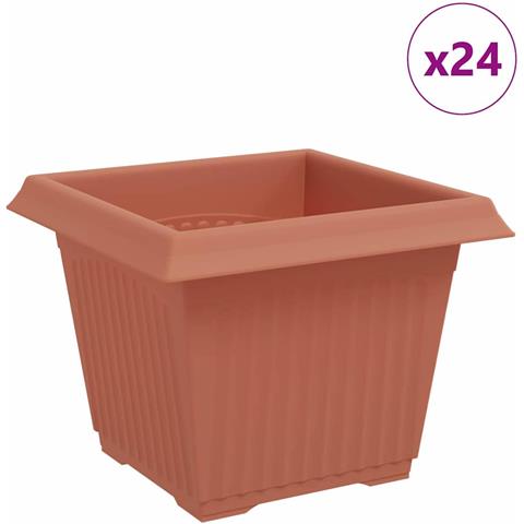 Vaso quadrato per fiori 24 pcs Rosso Mattone 23 x 23 x 17,5 cm - Foto 1