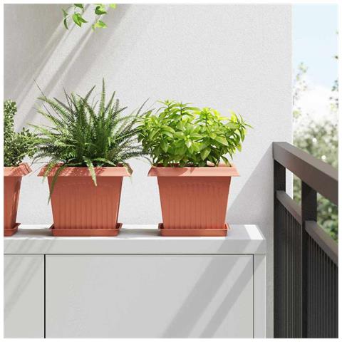 Vaso quadrato per fiori 24 pcs Rosso Mattone 23 x 23 x 17,5 cm - Foto 2