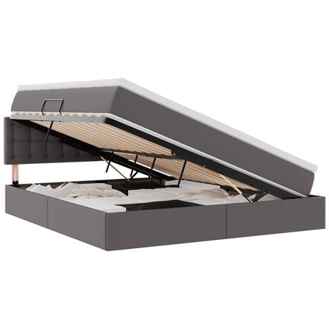 Letto con contenitore e materasso Grigio 160 x 200 cm - Foto 1