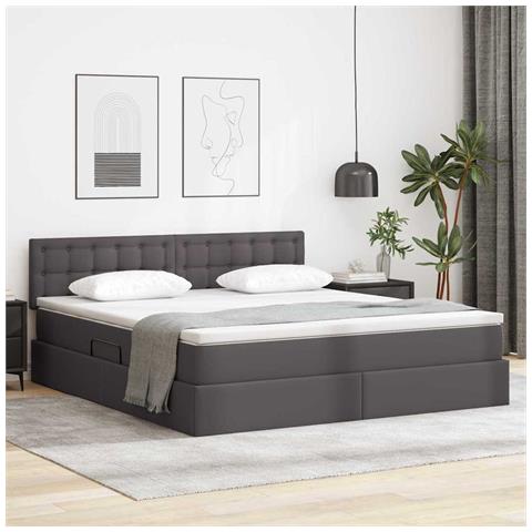 Letto con contenitore e materasso Grigio 160 x 200 cm - Foto 2