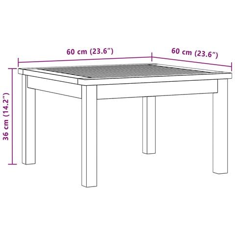Tavolino da salotto Acacia chiaro 60 x 60 x 36 cm - Foto 7