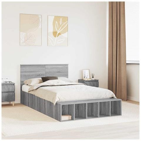 Struttura del letto con lo scaffale Grigio Sonoma 135 x 190 cm - Foto 2