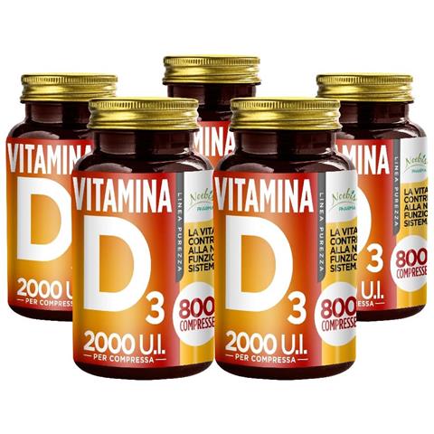 Vitamina D3 2000 UI 800 Compresse - Colecalciferolo 50 mcg - Ossa, Denti, Muscoli e Difese Immunitarie (Confezione quintupla) - Foto 1