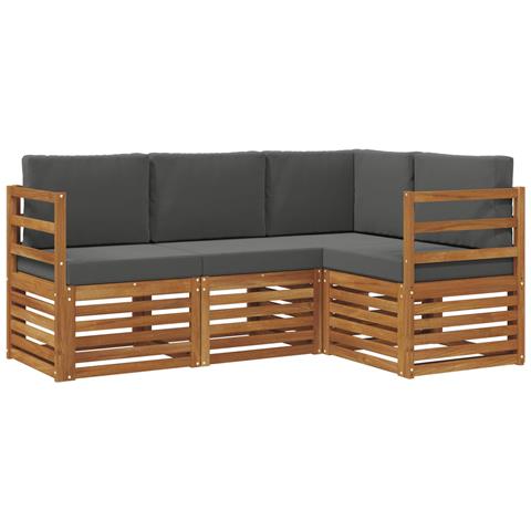 Set divani 4 pcs Naturale e Antracite Legno di Acacia Massello - Foto 1