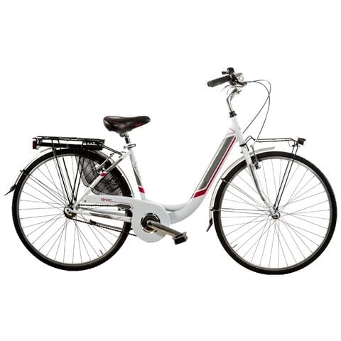 Bici Da Donna Misura 28 Bicicletta Linea Venere Lusso City Bike Senza Cambio 1v Completa Di Accessori Con Luci A Led - 43 Bianco Rosso - Foto 1