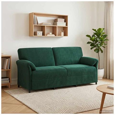 Divano 3-Persone Verde Scuro 198 x 83 x 95 cm Velluto - Foto 2